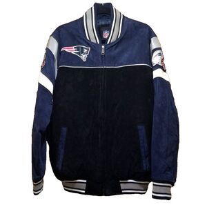 New England Patriots Suede Varsity Jacket Leather G-III Mens S Bomber Logo‎ NFL